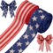 2 Rolls 20 Yard Red White and Blue Ribbon Patriotic Star and Striped Wired Royal USA Ribbon DIY Crafts for 4th of July